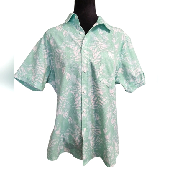 Apt.9 Men's Mint Green Leaf Print Shirt Med - Picture 2 of 10